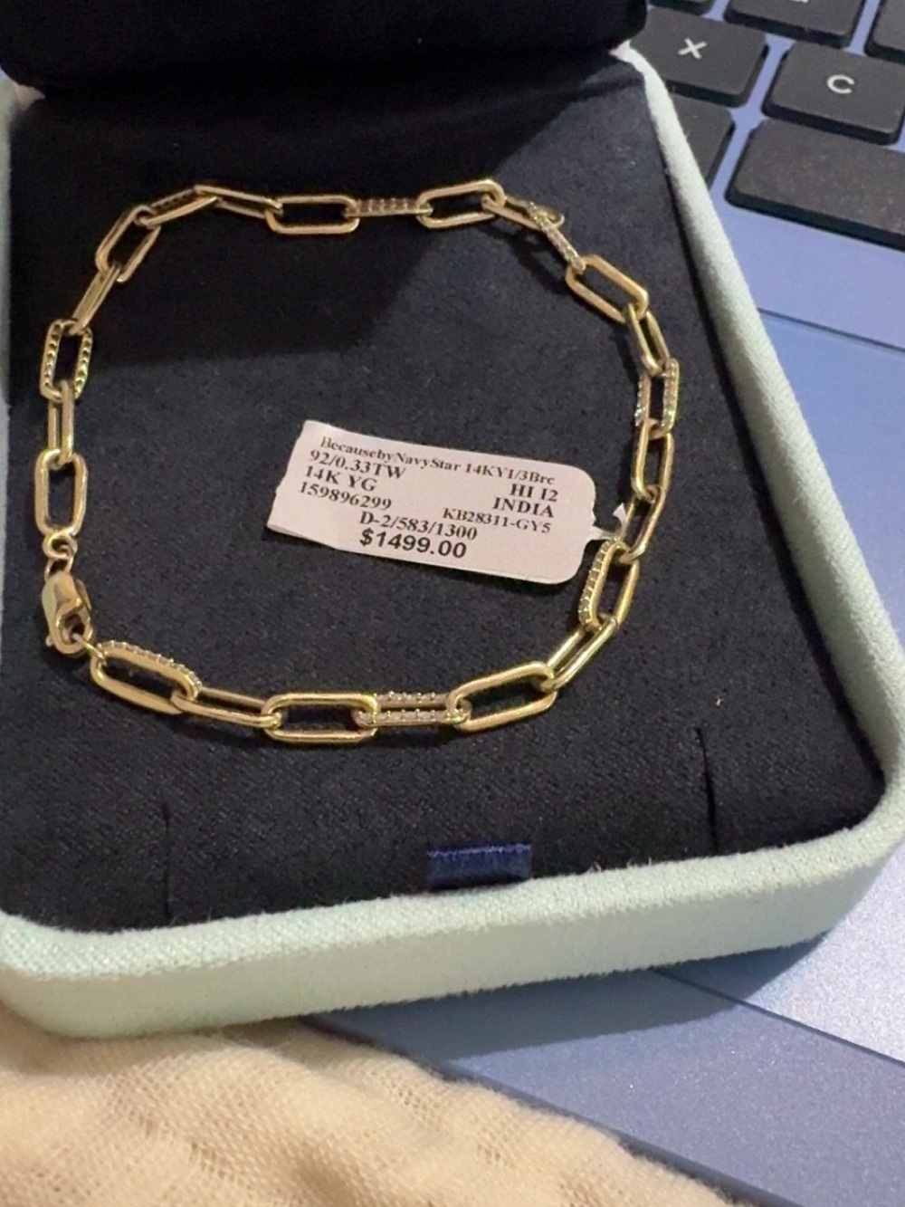 14K Yellow Gold Paperclip Chain Bracelet - Gold